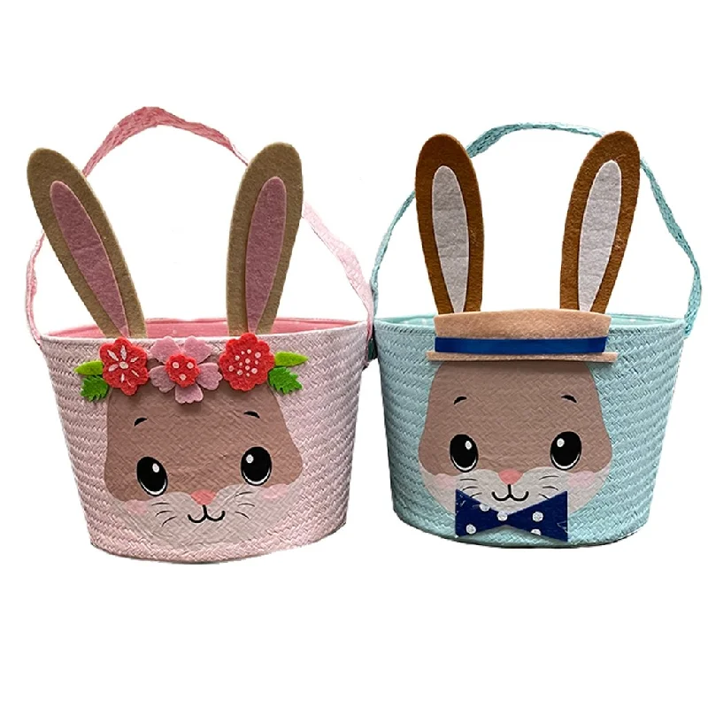 Two's Company : Cute as a Bunny Hand Crafted Easter Basket -Assorted 1 at random