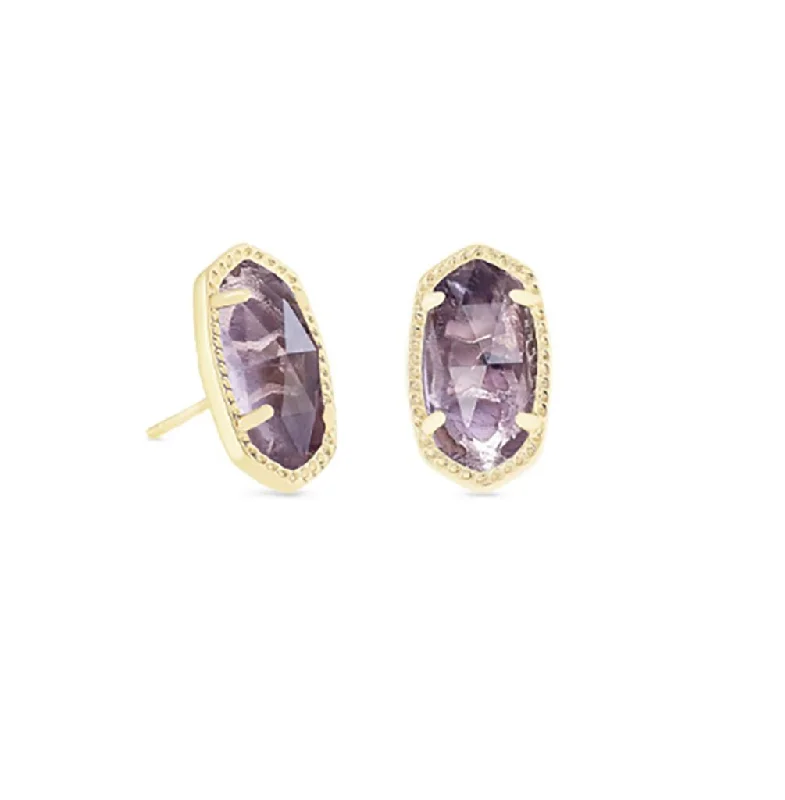 Kendra Scott : Ellie Gold Stud Earrings in Purple Amethyst