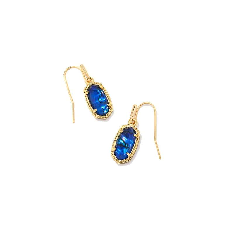 Kendra Scott : Lee Gold Drop Earrings - Navy Abalone