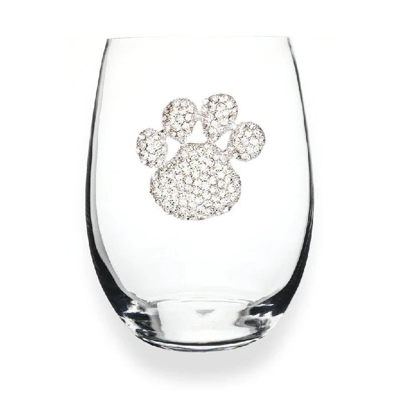 The Queens' Jewels : Paw Print Jeweled Stemless Wineglass