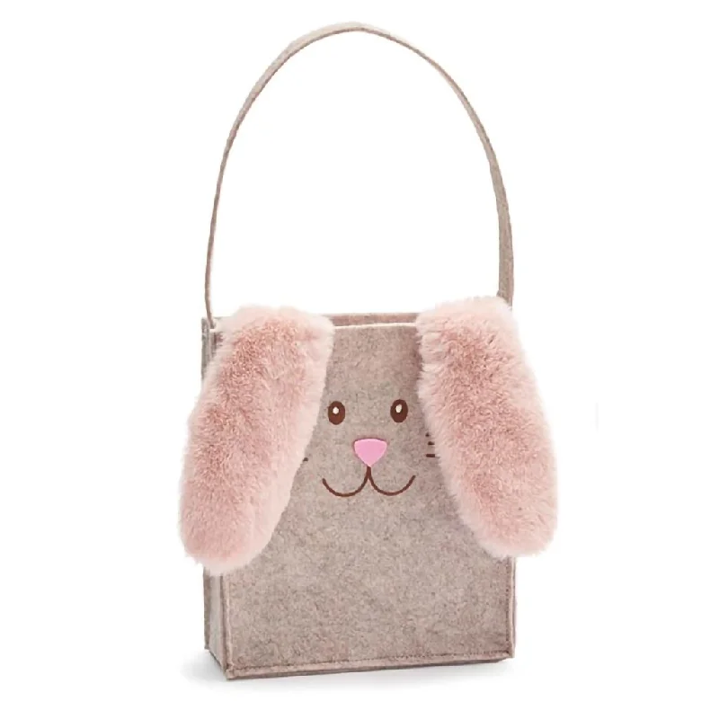 Burton & Burton : Natural Felt Bunny Bag With Pink Ears