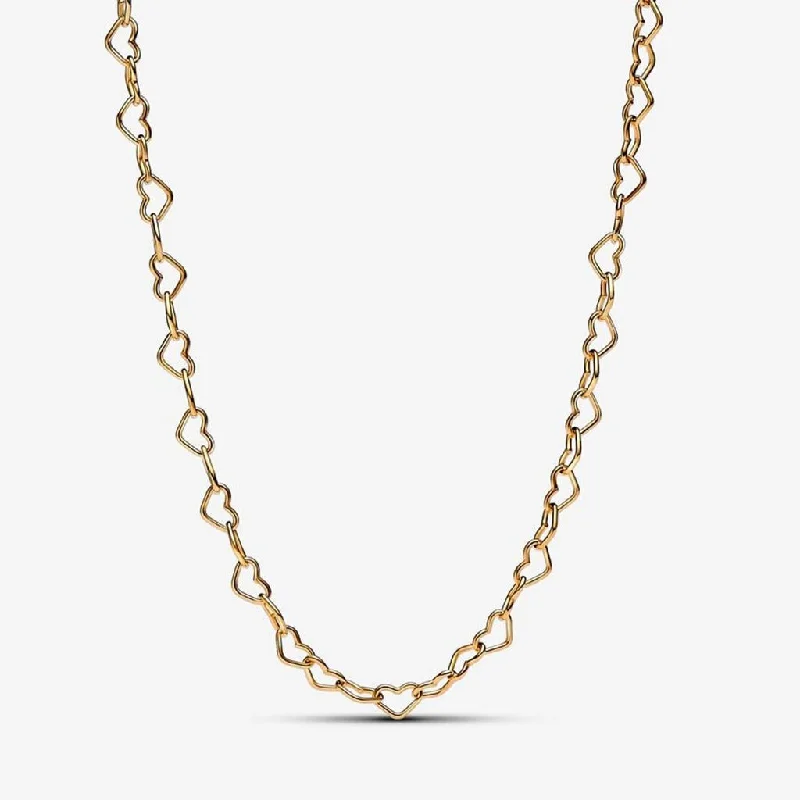 PANDORA : Linked Hearts Collier Necklace-Gold