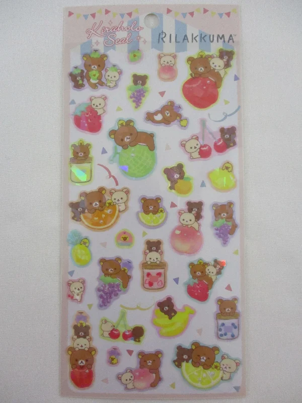 Cute Kawaii San-X Rilakkuma Bear Sticker Sheet 2022 - Kiraholo A Fruits - for Planner Journal Scrapbook Craft