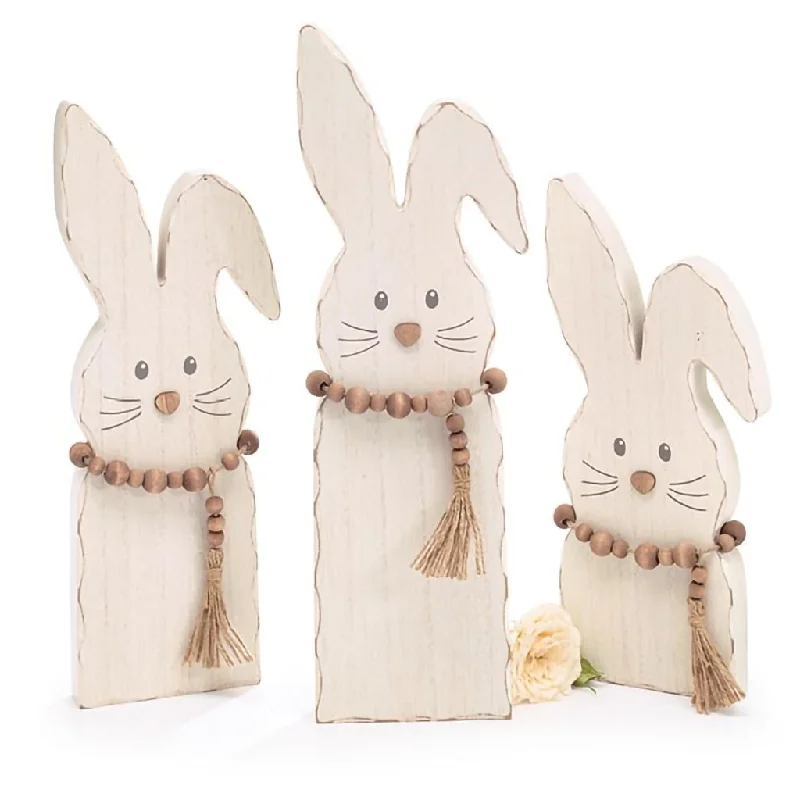 Burton & Burton : Wood Post Bunnies With Beads