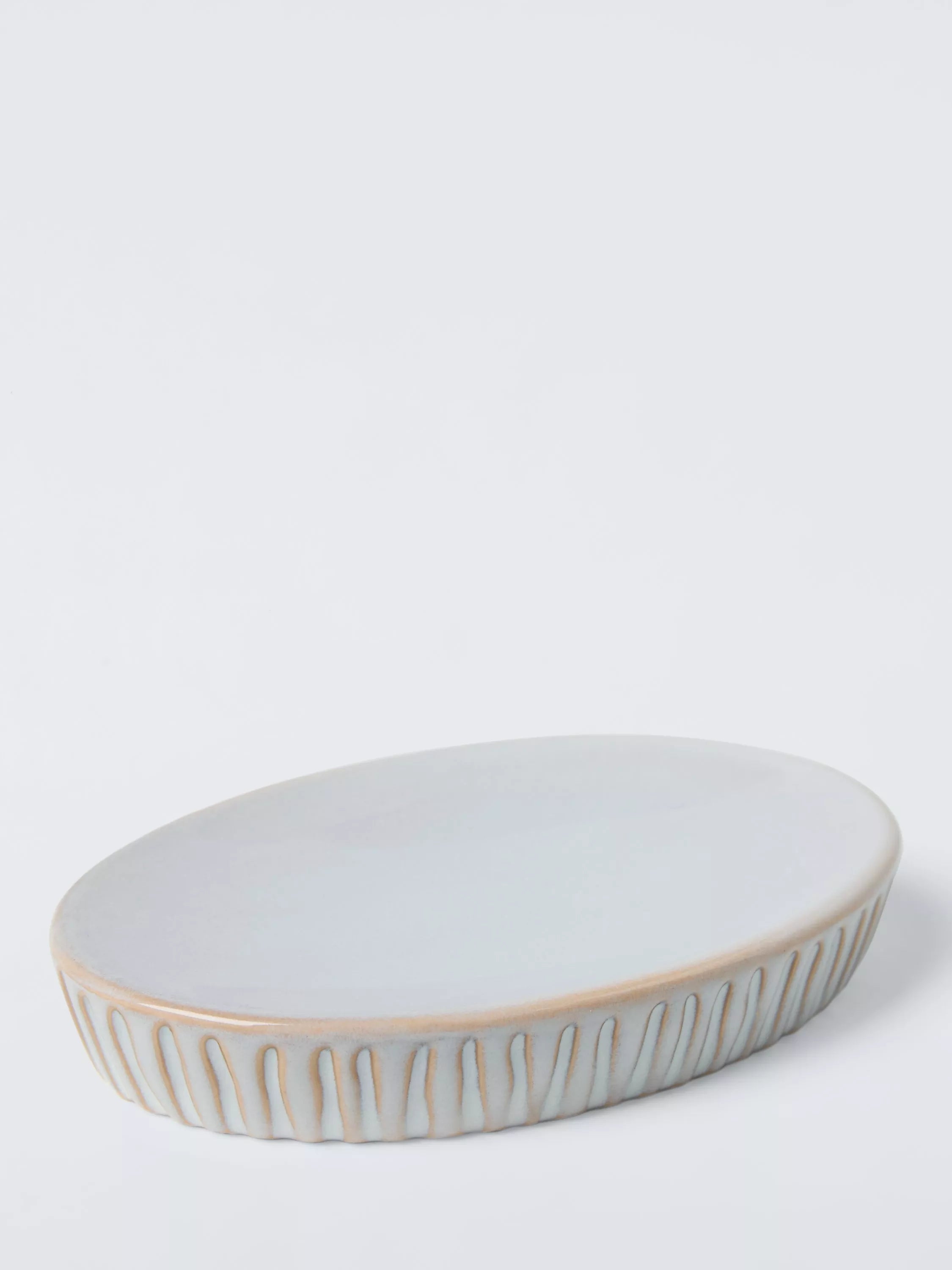 John Lewis Reactive Glaze Ribbed Soap Dish, Grey