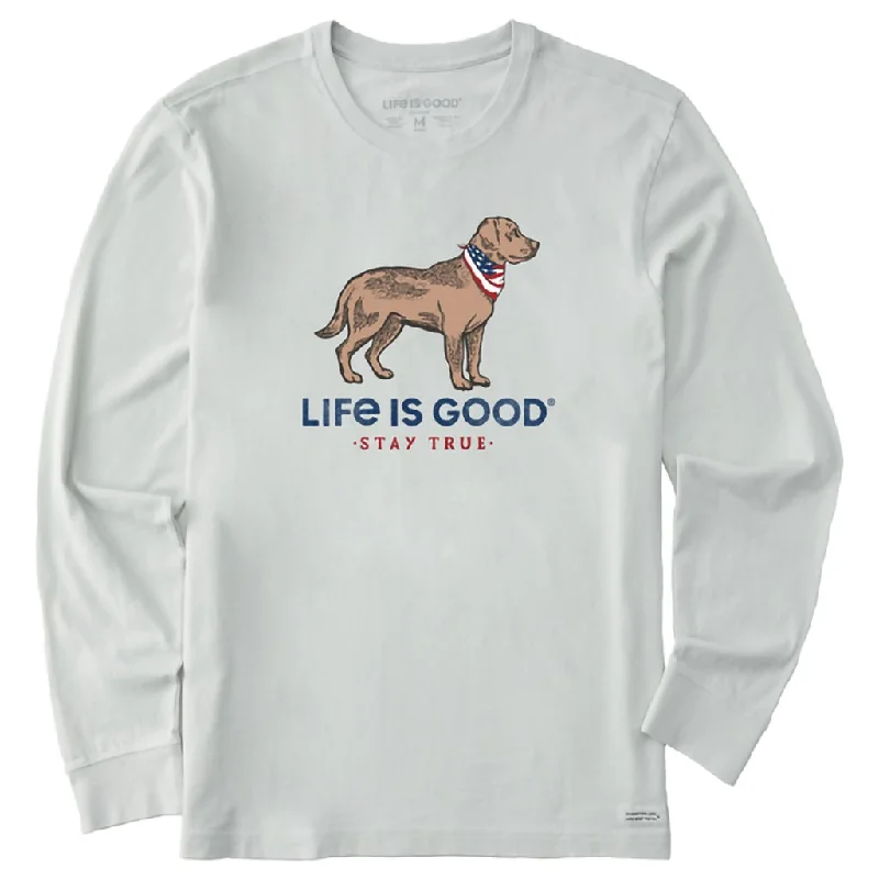 Life Is Good : Men's Stay True Dog Long Sleeve Crusher Tee in Fog Gray