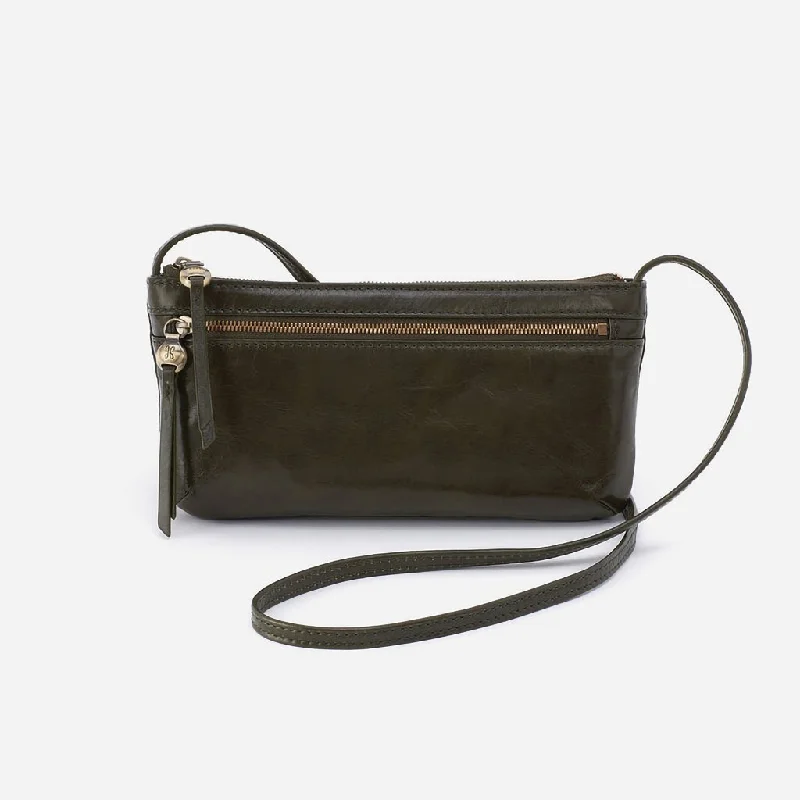 HOBO : Cara Crossbody in Polished Leather - Deep Moss