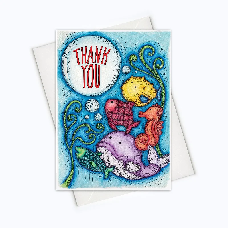 THANK YOU CARD | Under The Sea Thank You Card | Thank You Notes | Blank Thank You Card | Cards for Gratitude | Illustrated Thank You Card | Thank You Stationery | Professional Thank You Card | Cards for Kids | Children's Illustration