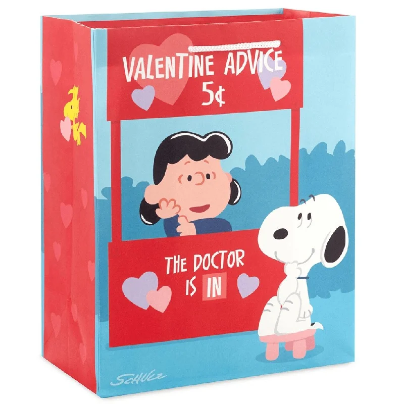 Hallmark : 9.6" Peanuts® Snoopy and Lucy Medium Valentine's Day Gift Bag