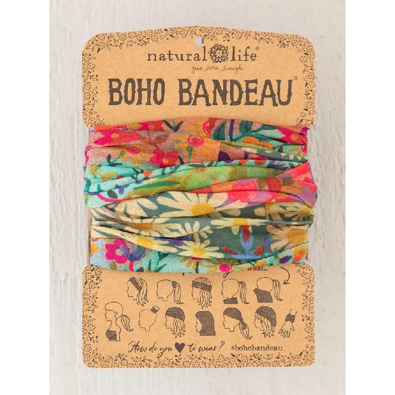 Natural Life : Full Boho Bandeau Headband - Wildflower Border