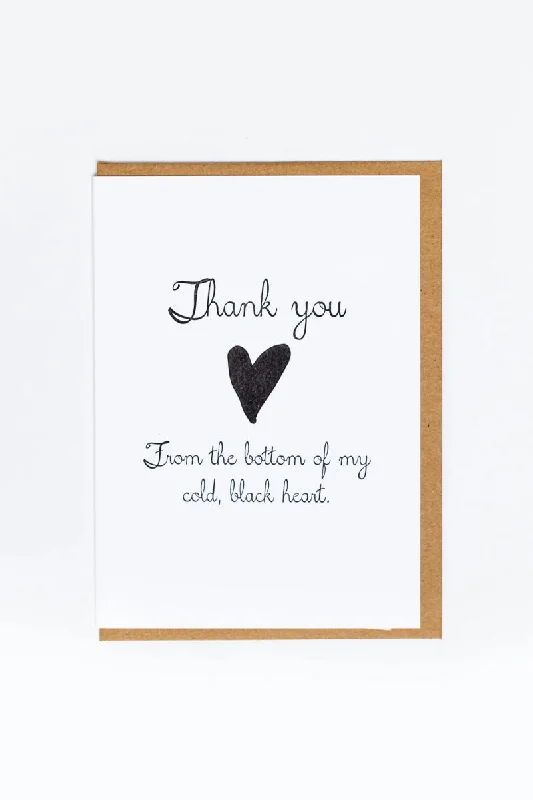 Black Heart Thanks Greeting Card