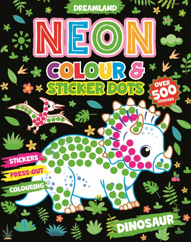 Dinosaur Neon Colour and Sticker Dots Book  Over 500 Stickers