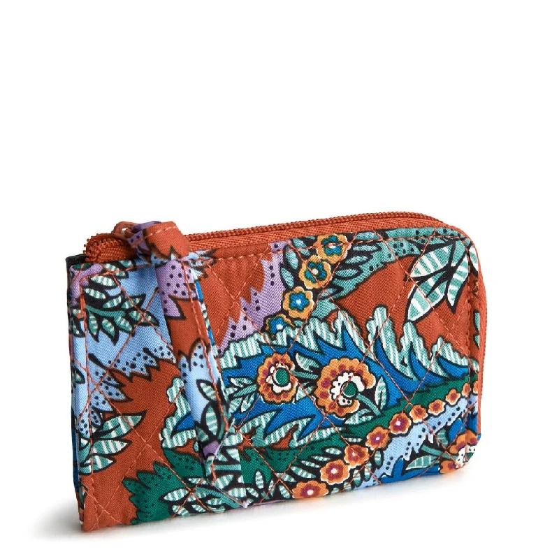 Vera Bradley : Zip Card Pouch - Flowers + Feathers in Cotton Gabardine