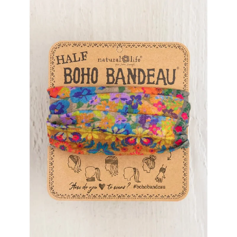 Natural Life : Half Boho Bandeau Headband - Folk Flower Patchwork