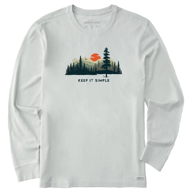 Life Is Good : Men's Keep it Simple Evergreen Silo - Long Sleeve Tee in Fog Gray