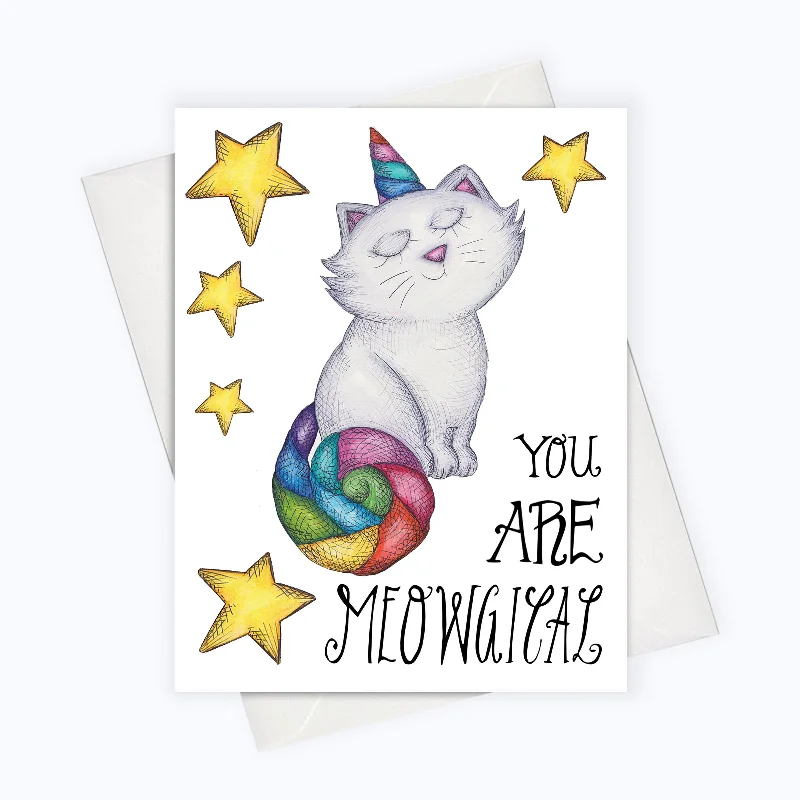 MEOWGICAL CAT CARD | Cat Lover Greeting Card | Valentine’s Day Stationery | Cute Cat Card | Kitty Card | Cat Unicorn Card | Unicorn