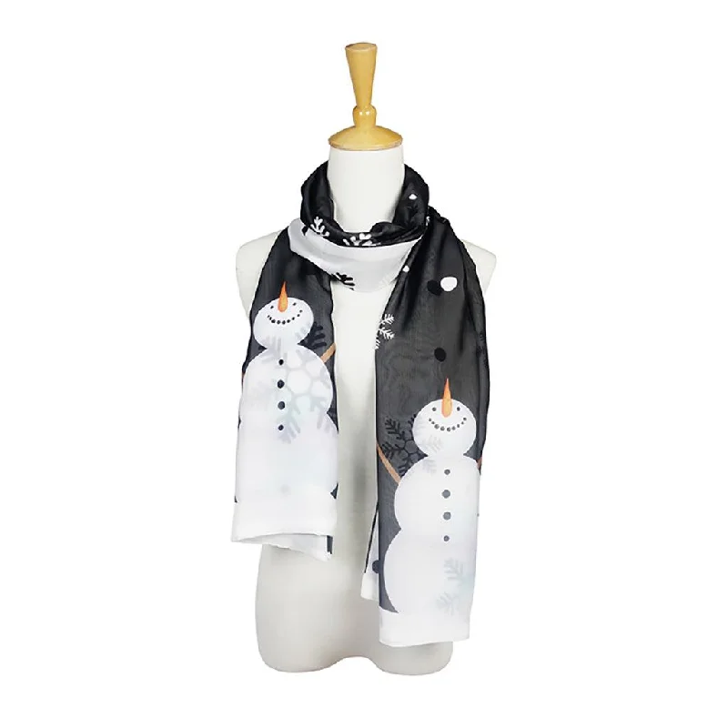 Snowman and Snowflakes Chiffon Scarf