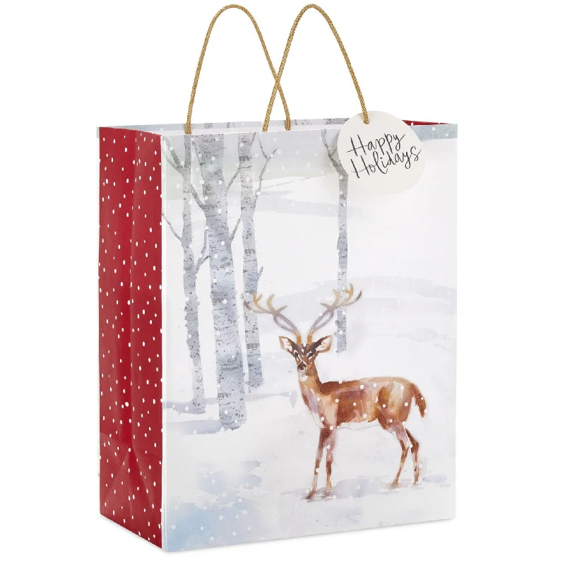 Hallmark : 13" Deer Among Birch Trees Large Holiday Gift Bag