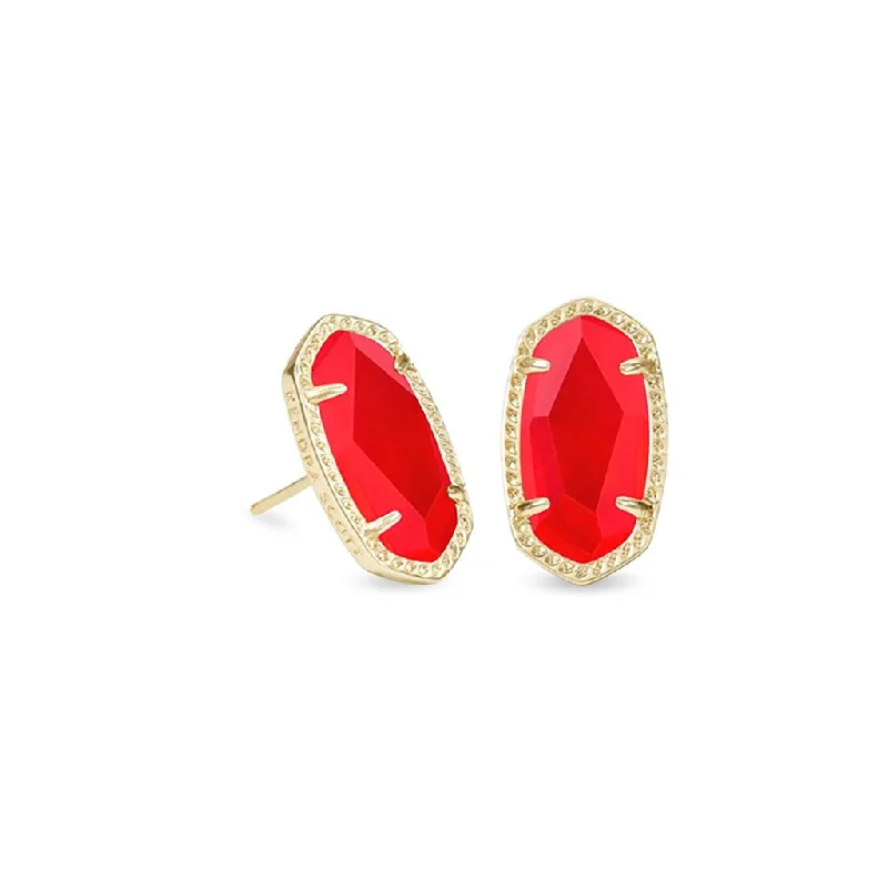 Kendra Scott : Ellie Gold Stud Earrings in Red Illusion