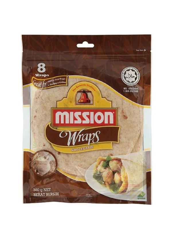 MISSION WRAPS WHOLEGRAIN 8'S 360GM