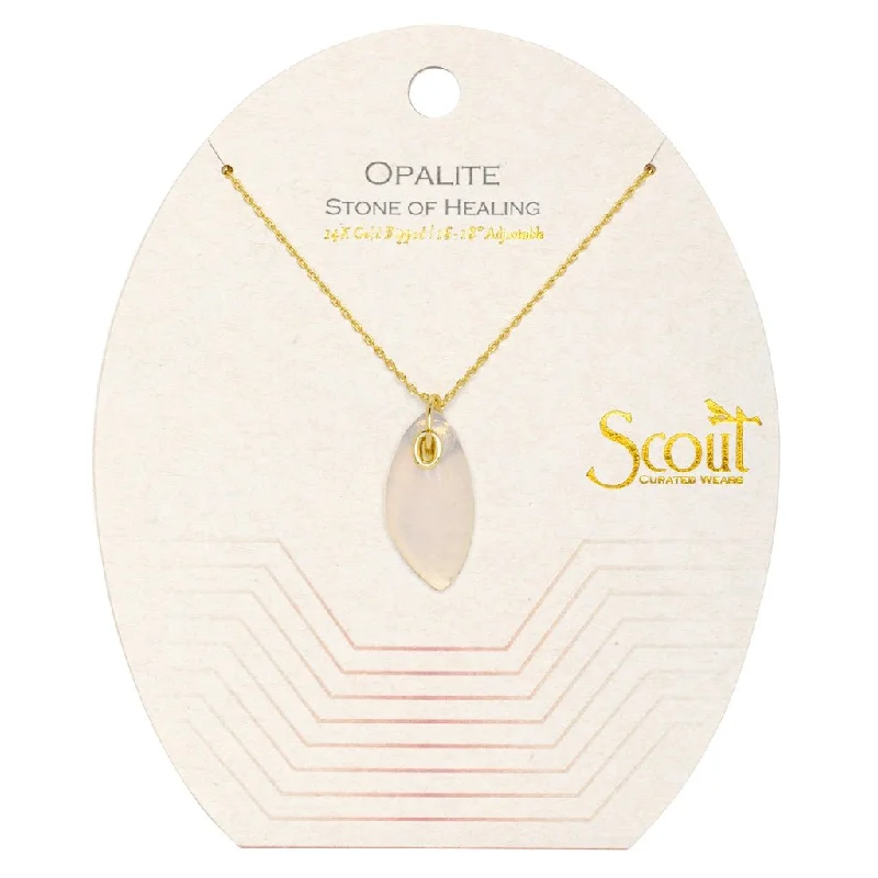 Scout Curated Wears : Organic Stone Necklace Opalite/Gold - Stone of Healing