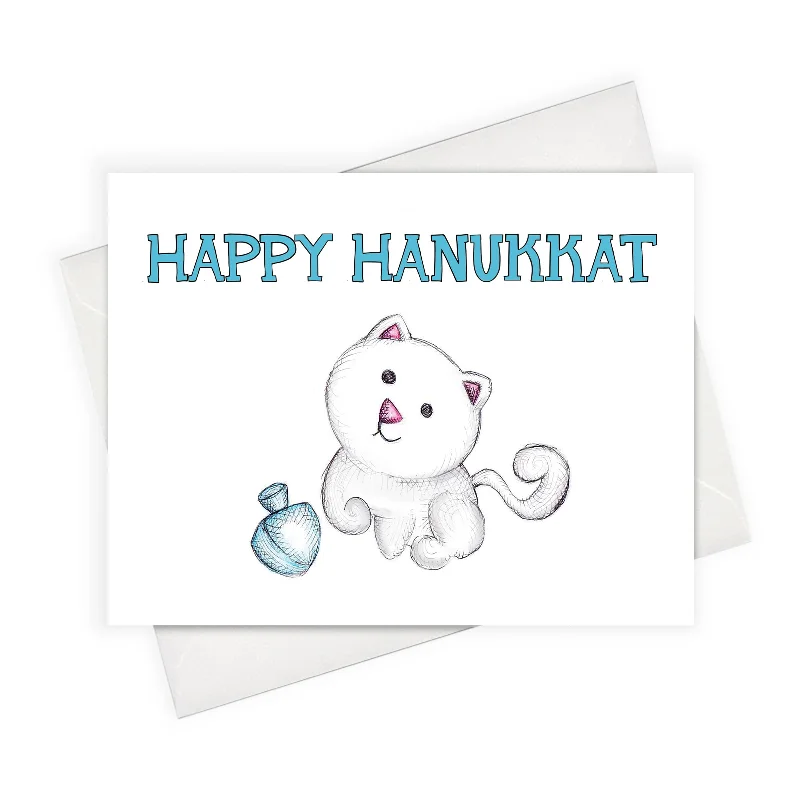 HANUKKAT CARD | Hanukkah Card | Jewish Cats Greeting Card | Jewish Holidays Card | Cat Lovers Card