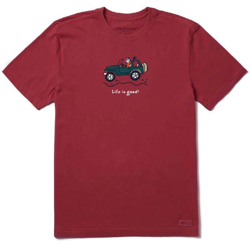 Life Is Good : Men's Offroad Jake Crusher Tee in Cranberry Red