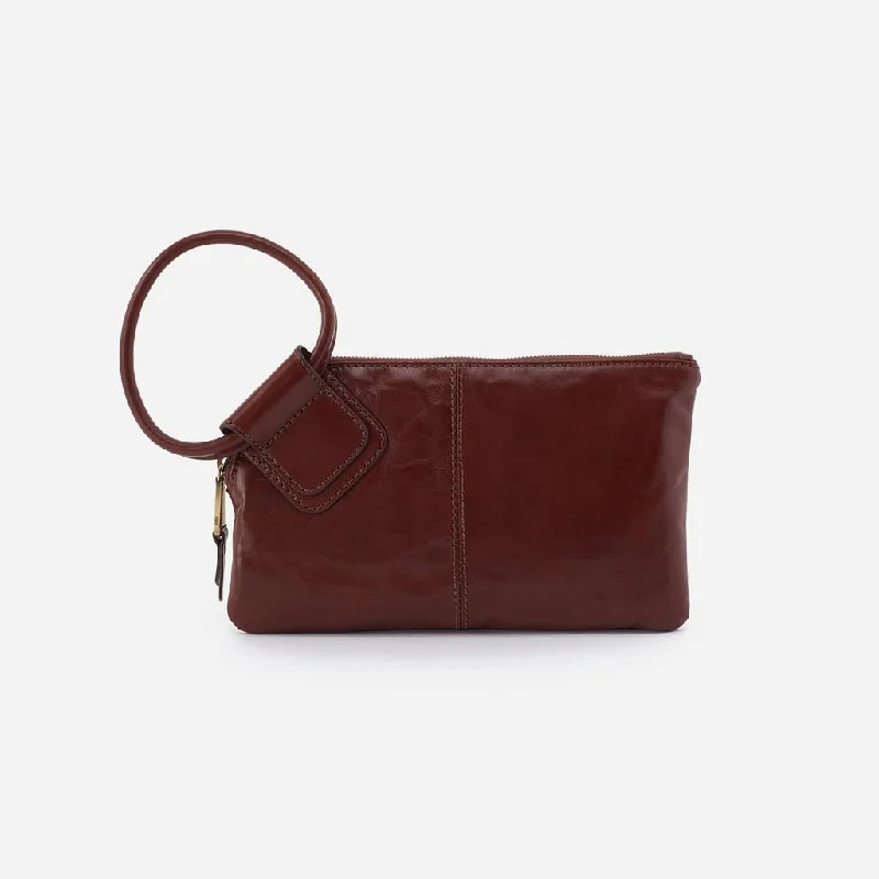 HOBO : Sable Wristlet In Polished Leather - Deep Moss