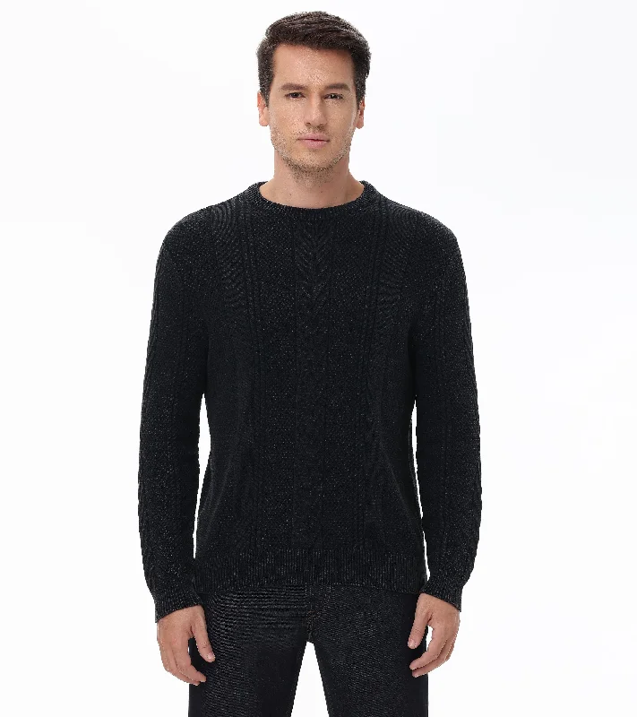 Mixed Cable Stitch Crewneck Pullover