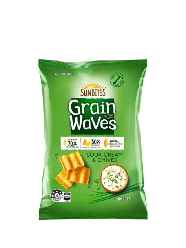 SUNBITES GRAIN WAVES SOUR CREAM & CHIVES 140G