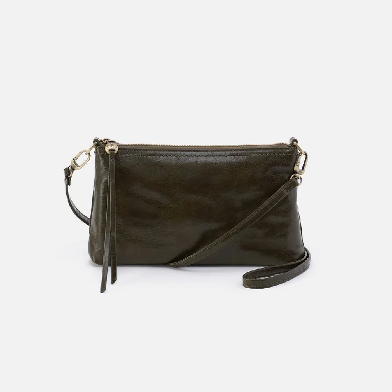 HOBO : Darcy Crossbody in Polished Leather - Deep Moss