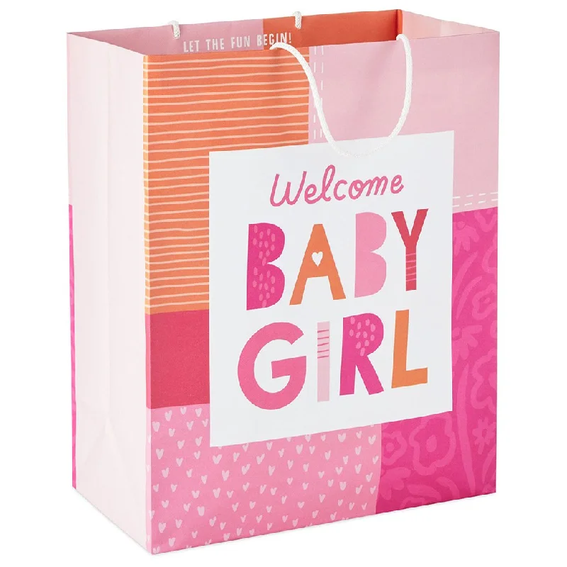 Hallmark : 13" Welcome Baby Girl Large New Baby Gift Bag