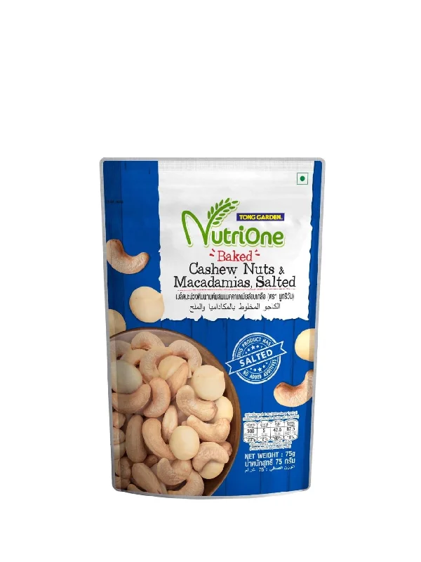 NUTRIONE BAKED CASHEW & MACADAMIAS SALTED 75G