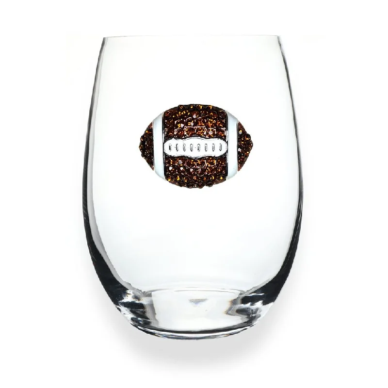 The Queens' Jewels : Football Jeweled Glassware Stemless Wineglass