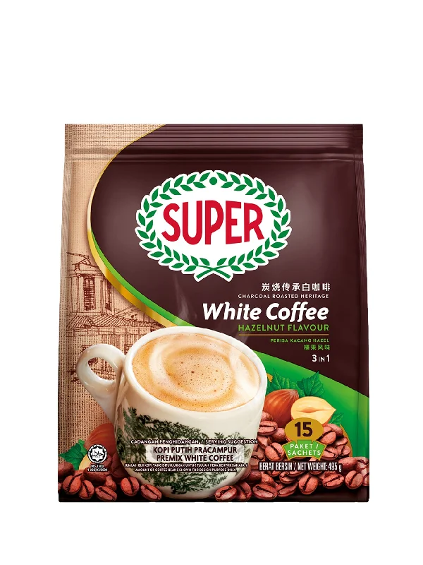 SUPER WHITE COFFEE HAZELNUT 15X33G