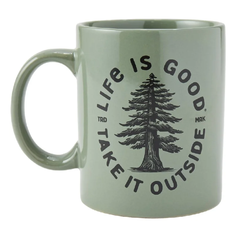 Life Is Good : Take it Easy Woodcut Pine Jake's Mug in Moss Green