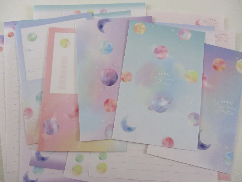 Cute Kawaii Crux Glitter Universe Letter Sets - Stationery Writing Paper Envelope Penpal