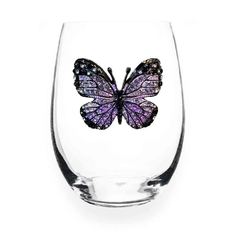 The Queens' Jewels : Purple Butterfly Jeweled Stemless Wineglass