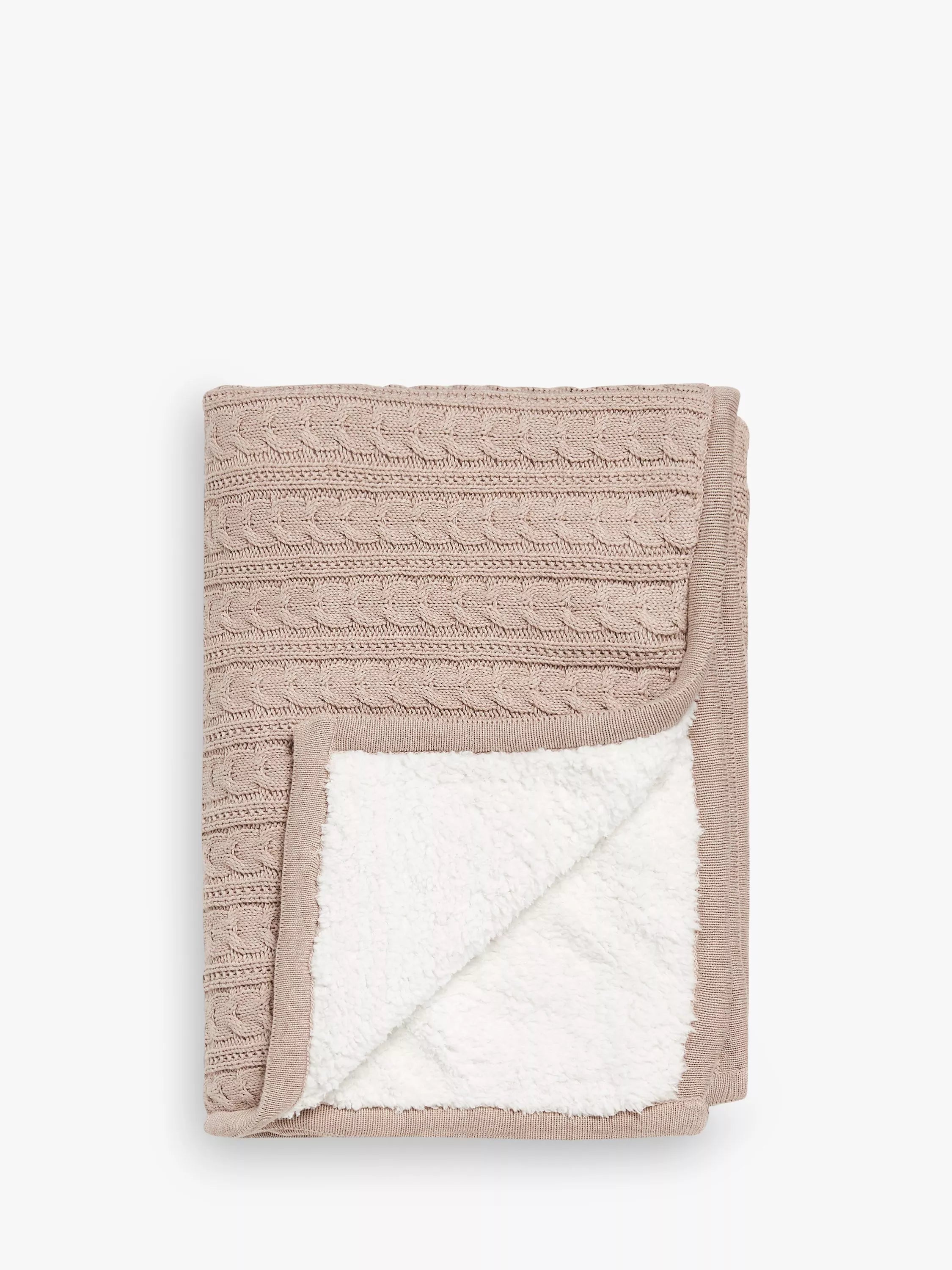 John Lewis Kids' Cable Knit Sherpa Fleece Throw, 150 x 100cm