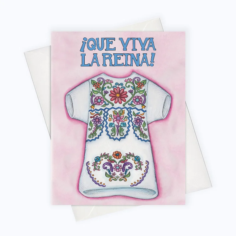 SPANISH MOTHER'S DAY CARD | Reina Dress Mother's Day Card | Te Quiero Mamá Card | Tarjetas para el Dia De La Madre | Cards for Mom | Matriarchy Card | Mexican Dress Art