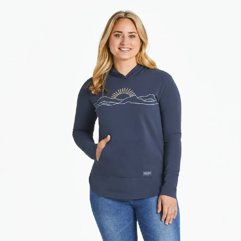 Life Is Good : Women's Freehand Mountain Sun Crusher-FLEX Hoodie Tunic in Inkwell Blu