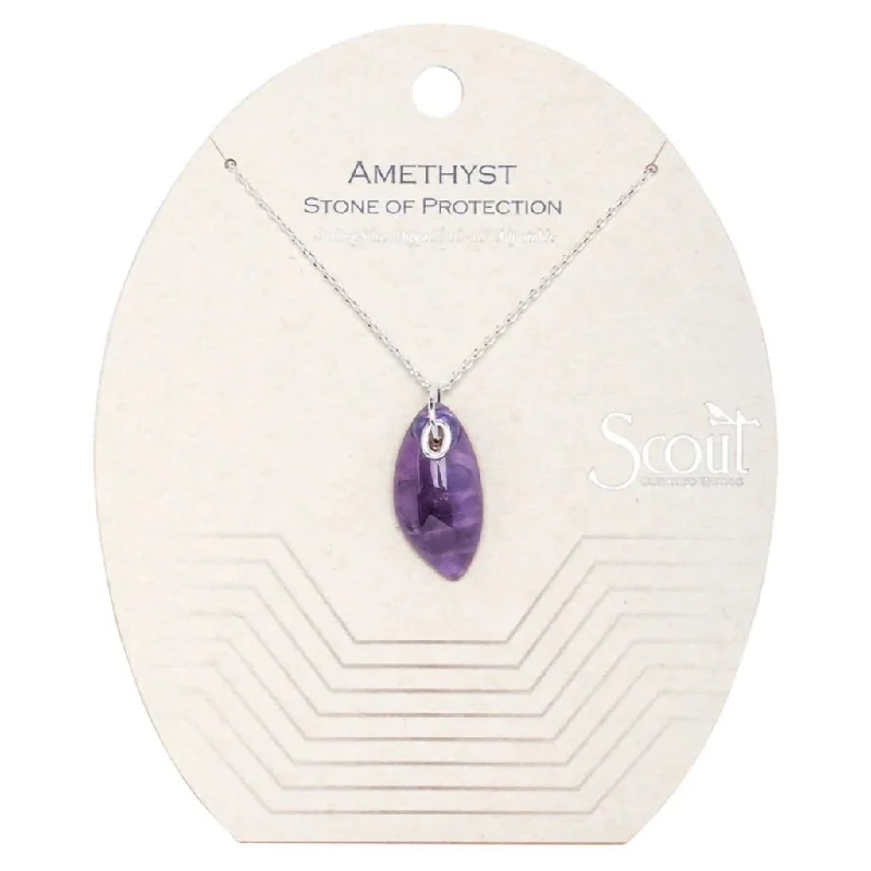 Scout Curated Wears : Organic Stone Necklace Amethyst/Silver - Stone of Protection