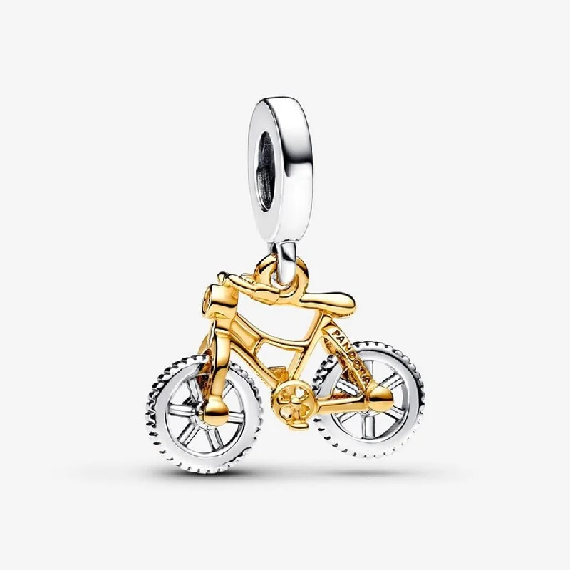 PANDORA :Two-tone Spinning Wheels Bicycle Dangle Charm