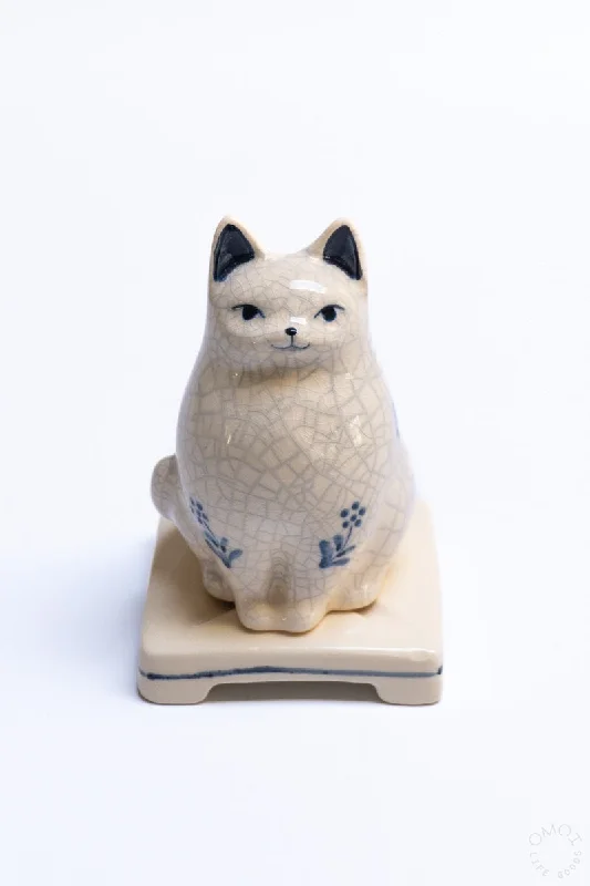 Crackle Porcelain Incense Burner Cat