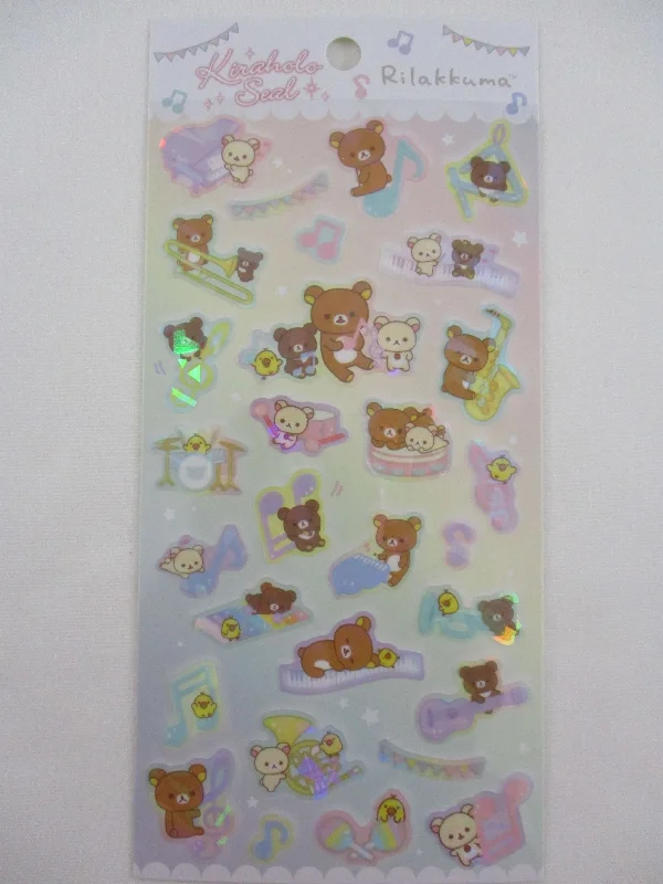 Cute Kawaii San-X Rilakkuma Bear Sticker Sheet 2022 - Kiraholo B Music - for Planner Journal Scrapbook Craft