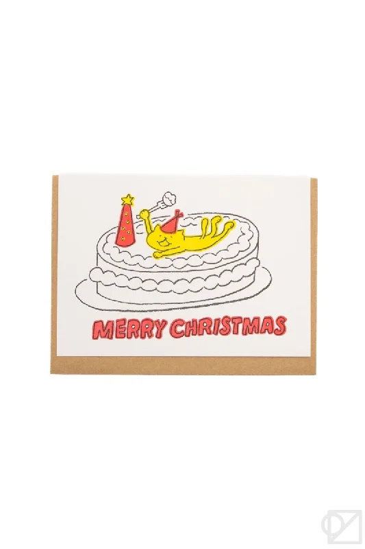 Merry Christmas Cat Cake Card