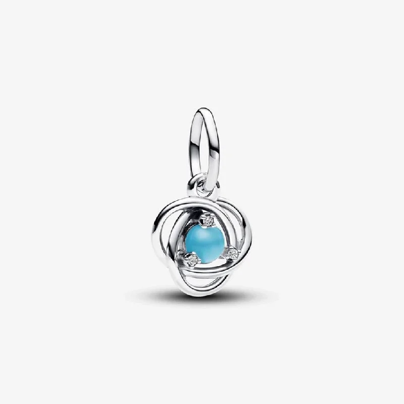 PANDORA :  December Turqoise Blue Eternity Circle Dangle Charm