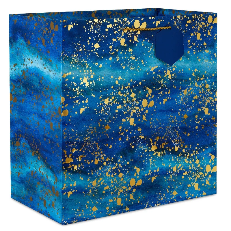 Hallmark : 15" Gold Splatter on Navy Blue Extra-Deep Gift Bag