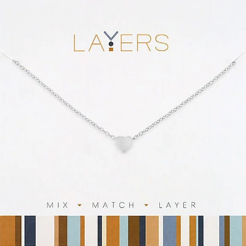 Center Court : Silver Heart Layers Necklace