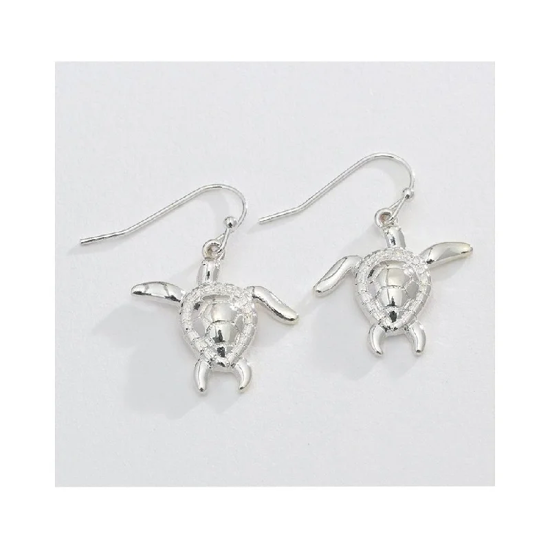 Periwinkle by Barlow : Swimming Silver Turtles  - Earrings